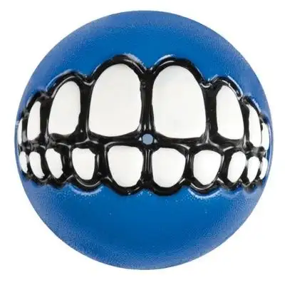 Купить rogz игрушка для собак мяч с принтом зубы и отверстием для лакомств grinz, синий