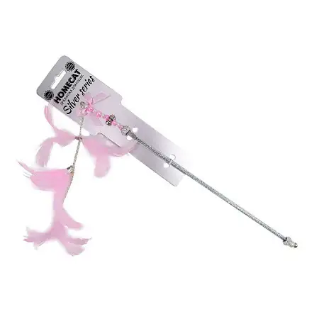Купить homecat silver series дразнилка для кошек удочка из перьев розовая