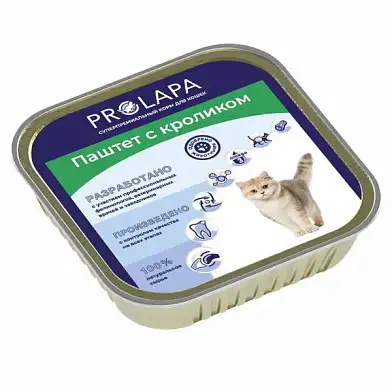 Prolapa Premium ламистер полнорационный консервированный корм паштет с кроликом для кошек