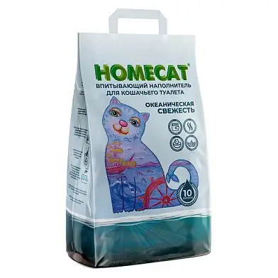 Homecat океаническая свежесть впитывающий наполнитель для кошек
