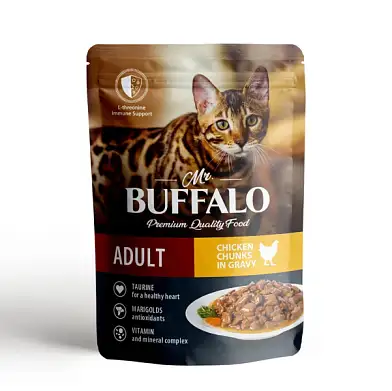 Mr.Buffalo влажный корм для взрослых кошек с цыпленком в соусе (пауч)