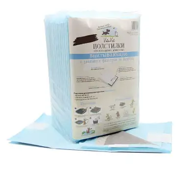 Vitavet Care пеленки для кошек и собак гелевые с фиксирующими полосками и угольным фильтром 